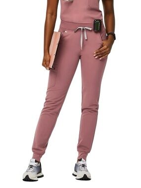 FIGS Zamora Jogger Scrub Pants XS Petite Mauve 6 Pocket Stretch